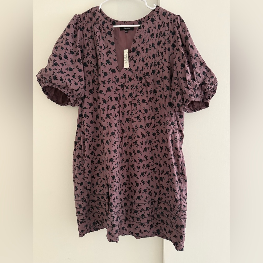 Madewell Tillie Puff Sleeve mini dress in shadow blooms